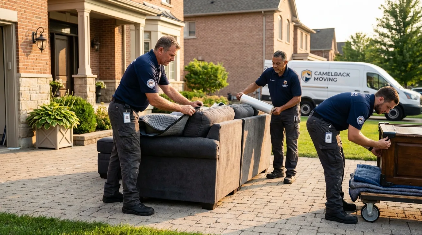 Large estate moving crew wrapping furniture in Boscobel, WI